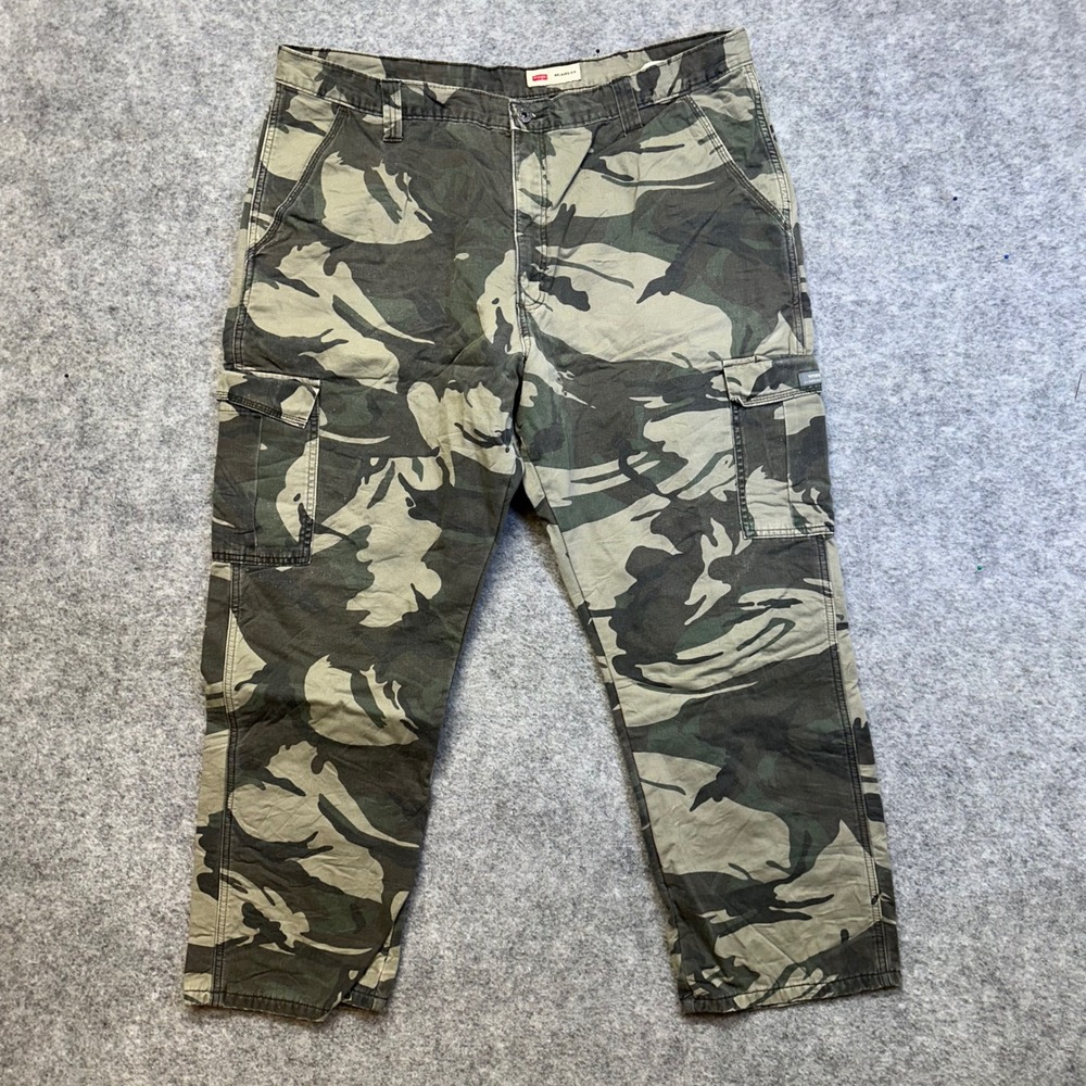 Wrangler Cargo Pants Mens 41x27 Camo Fleece Lined Relaxed Fit Woodland Utility